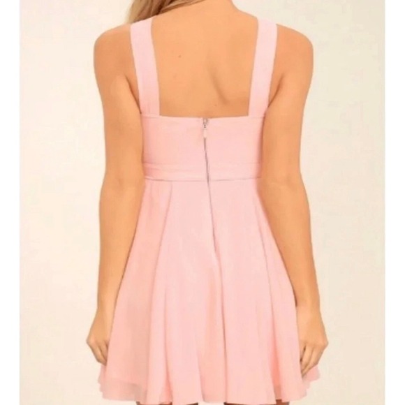 Lulus Forevermore Halter Fit and‎ Flare Dress Blush Pink Mini Dress Sz Med - Picture 2 of 16